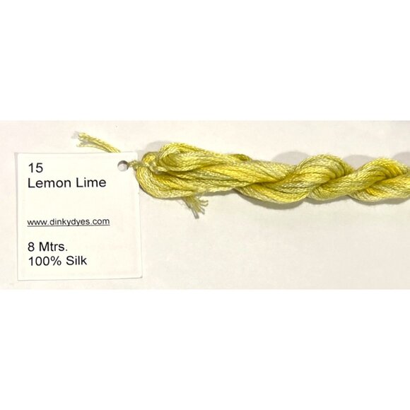 Dinky Dyes #15 Lemon Lime 100% Silk Embroidery Thread 8 Mtrs Cross Stitch - Picture 3 of 3